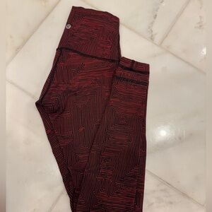 Lululemon Athletica Red and Black Maze Leggings